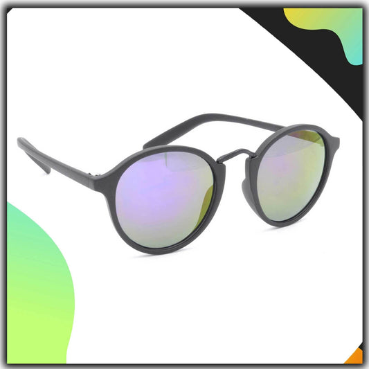 HRINKAR Mirrored & UV Protection Elegant Grey Round Unisex Sunglasses
