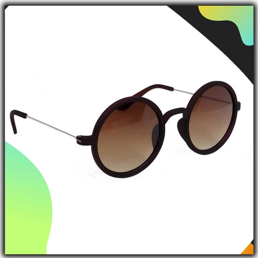 HRINKAR Gradient & UV Protection Trendy Brown Round Unisex Sunglasses
